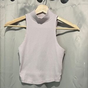 Aeropostale XS Elegant Mock Neck Ribbed Crop Top - Soft Pink